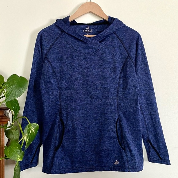 Free2B by Free by Country Blue & Black Space-dye Pullover Hoodie with Po… - Picture 1 of 11